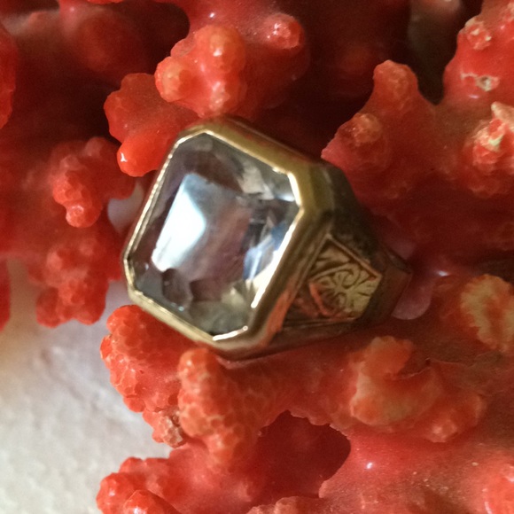 Antique gold & sterling pink amethyst ring